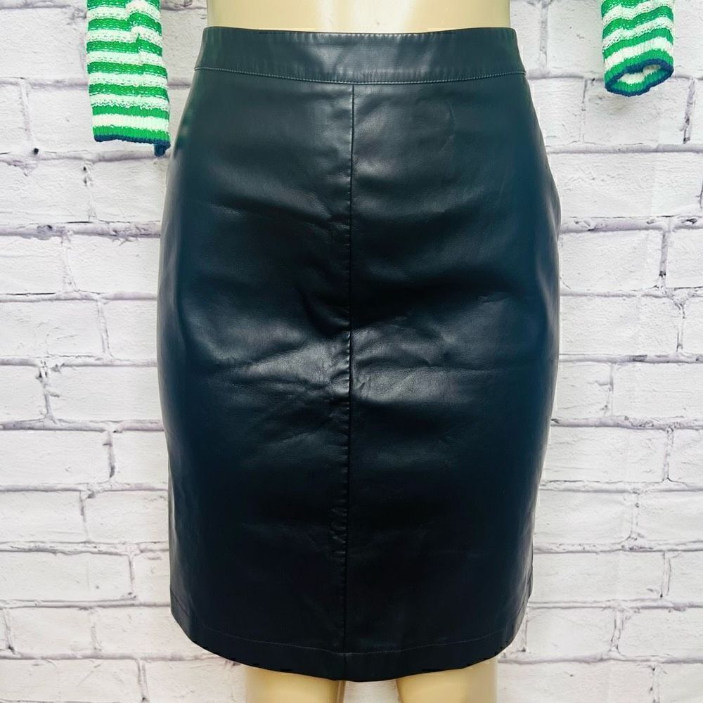Cupcakes And Cashmere Womens Black Zip Faux Leather Pencil Skirt Size 10 New